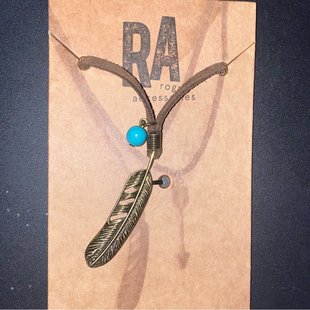 RA Rogue Accessories feather leather cord necklace